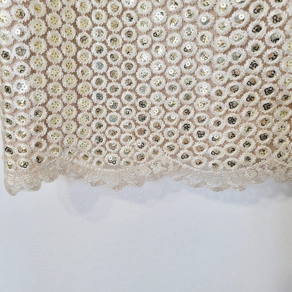 Belle Badgley Mischka Phoebe Gold Sequins Mini Dress Size 2 - Picture 7 of 12